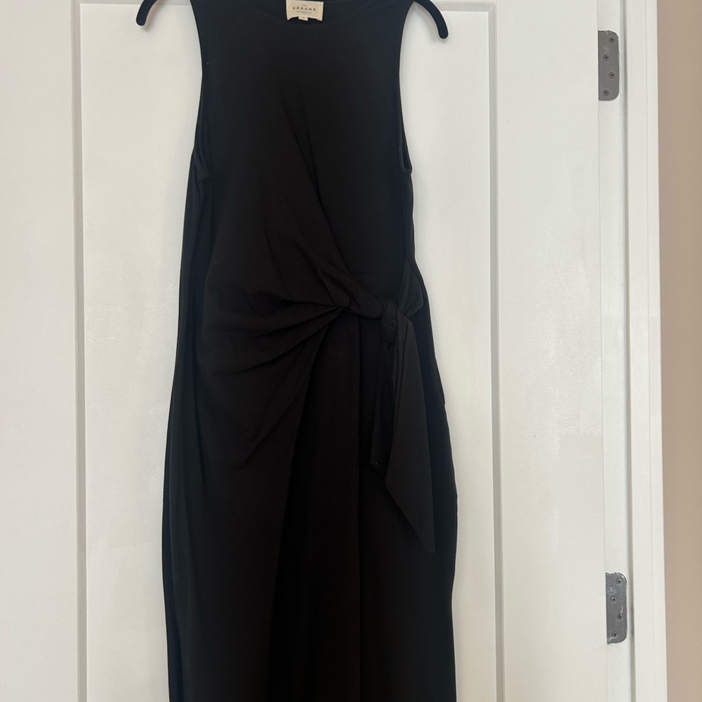 Sezane Black Sleeveless Maxi Dress with Waist Tie - Picture 2 of 13